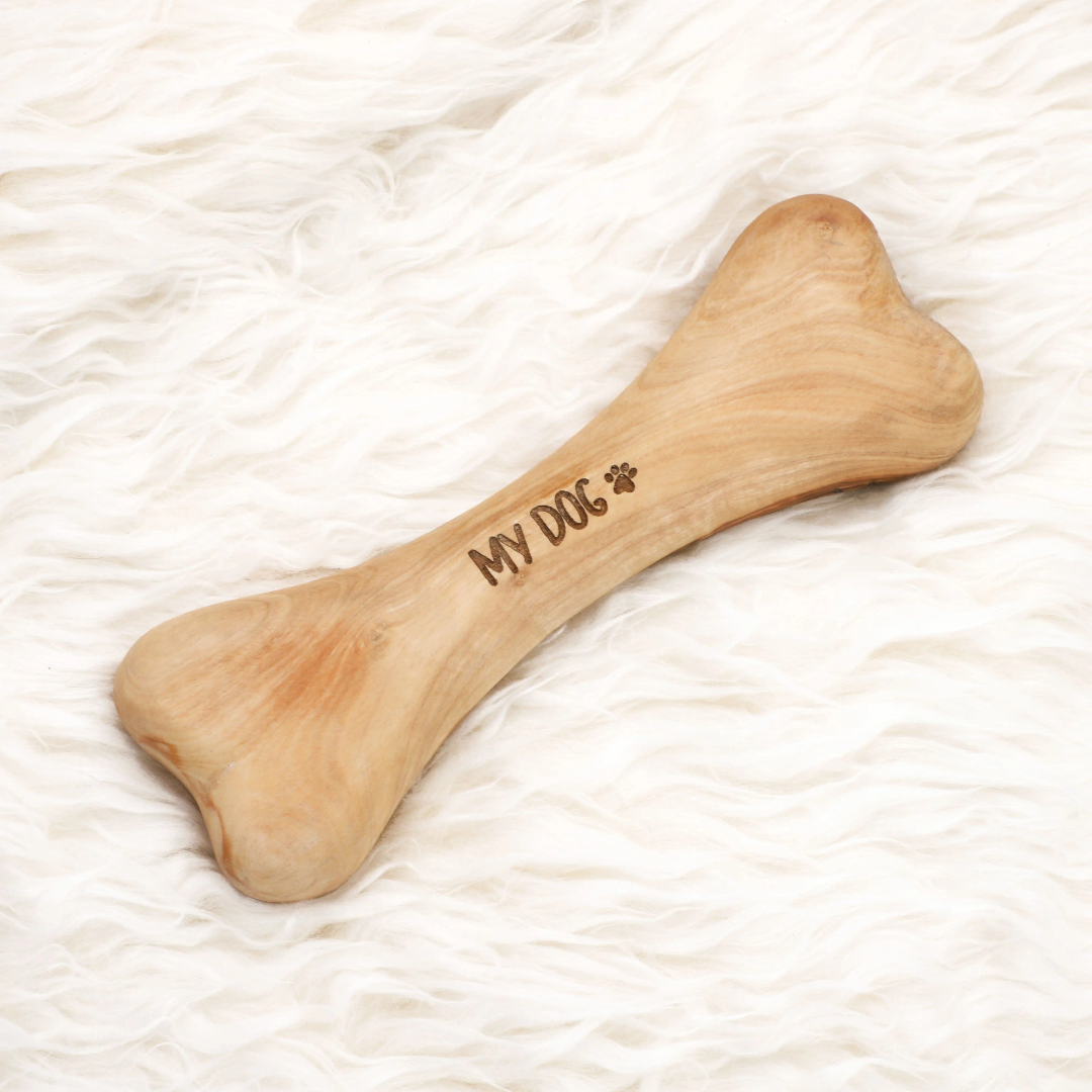 Jouet Os en Bois Personnalisé pour Chien – Gravure du Prénom